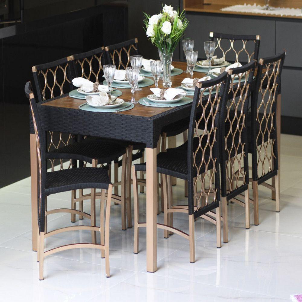 Jogo 8 Cadeiras Corda Náutica E Mesa Com Tampo - Trama Rami - 2