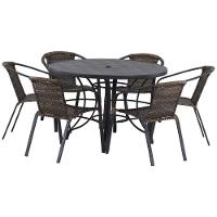 6 Cadeiras Floripa E Mesa Tampo Ripado Trama Original Argila - 1