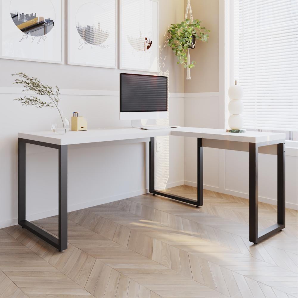 Mesa Em L Diretor 150x160x75cm Yon Branco Tx/est.preta - 4