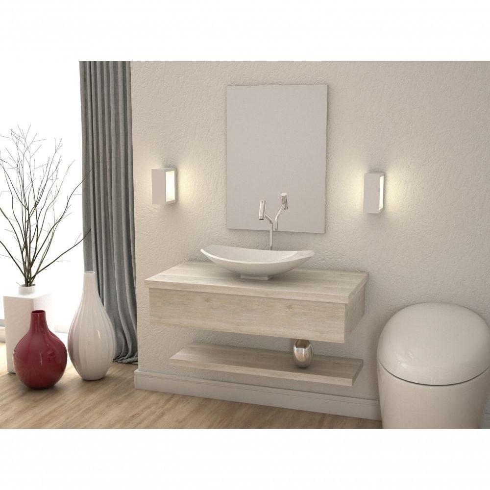 Conjunto Bancada Com Cuba L45 Prateleira E Espelheira Metrópole 806 Preto ônix Snow - 1