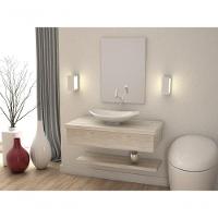 Conjunto Bancada Com Cuba L45 Prateleira E Espelheira Metrópole 806 Preto ônix Snow - 1