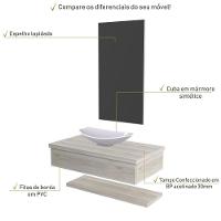 Conjunto Bancada Com Cuba L45 Prateleira E Espelheira Metrópole 806 Preto ônix Snow - 3