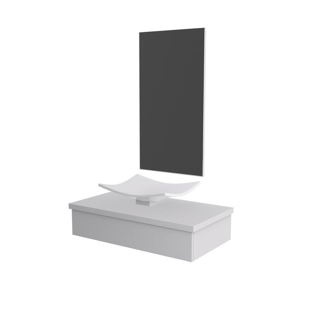 Conjunto Bancada Com Cuba F44 E Espelheira Metrópole 801 Perffect Acetinado Branco Chess - 2