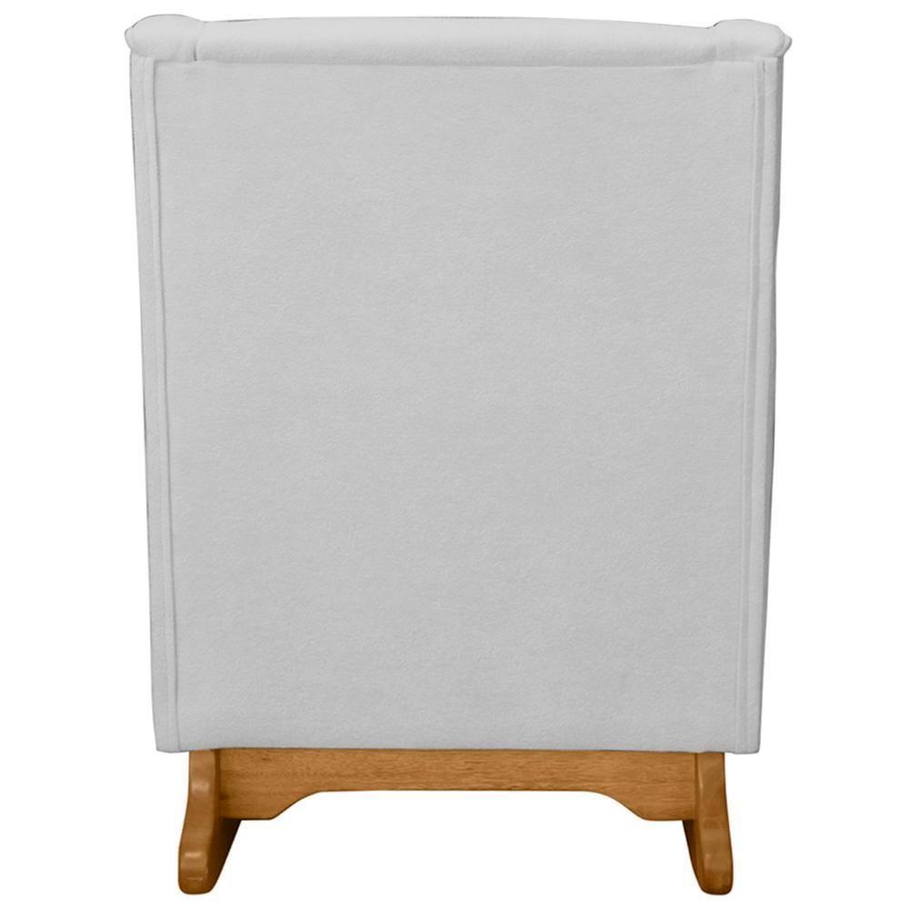 Poltrona Amamentação Base Balanço E Puff Vick Bouclê Cinza F03 - Mpozenato - 3