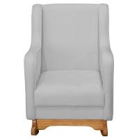 Poltrona Amamentação Base Balanço E Puff Vick Bouclê Cinza F03 - Mpozenato - 2