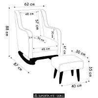 Poltrona Amamentação Base Balanço E Puff Vick Bouclê Cinza F03 - Mpozenato