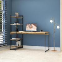 Mesa Com Estante Alta 150x64x147cm Com 4 Prateleiras Carvalho/Est.preta