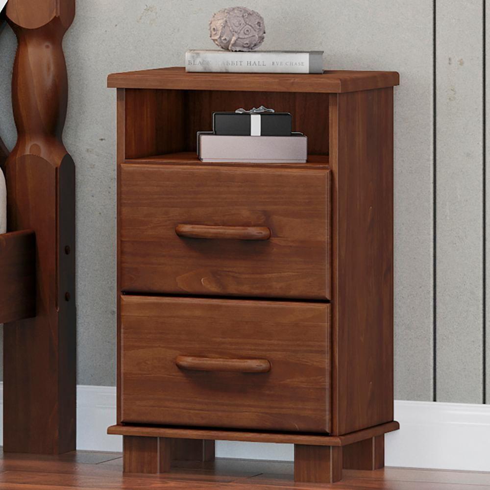 Mesa Cabeceira 44cm Para Quarto 2 Gavetas Eduarda Café F07 - Mpozenato - 1