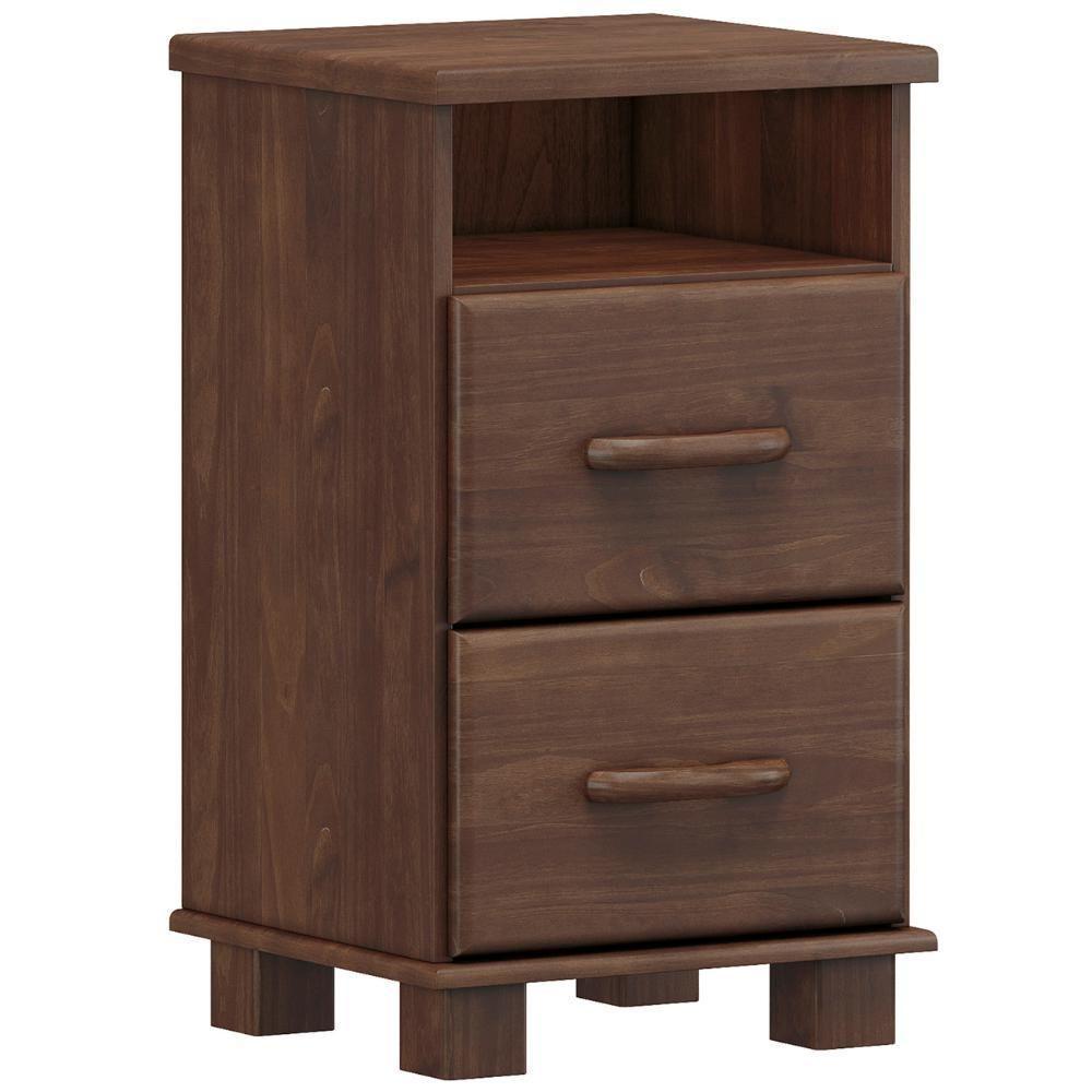 Mesa Cabeceira 44cm Para Quarto 2 Gavetas Eduarda Café F07 - Mpozenato - 2