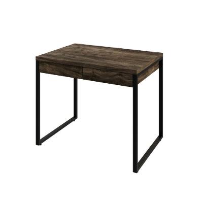 Mesa Kuadra Office 90x60x75cm Com 2 Gavetas Carvalho Dark Est.preta