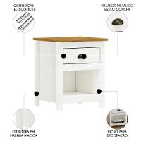 Mesa De Cabeceira Para Quarto 1 Gaveta Lázio Branco/freijó F07 - Mpozenato - 3