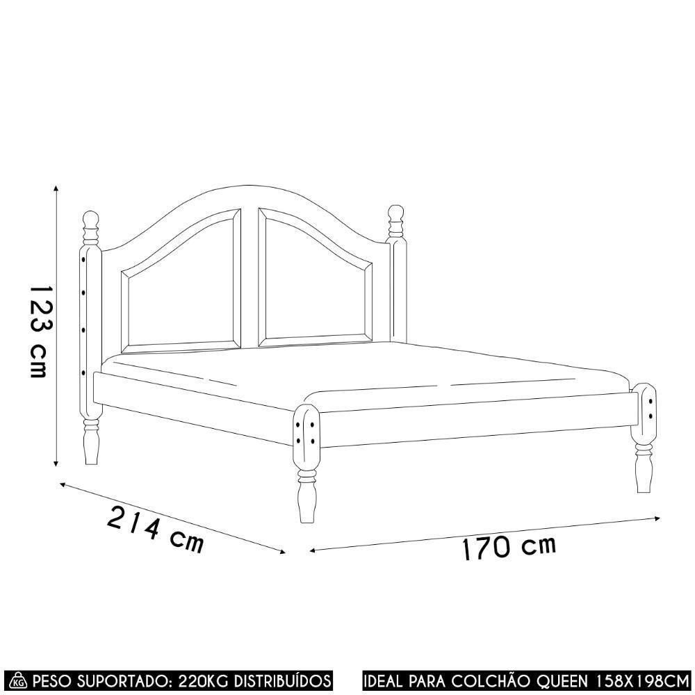 Cama Casal Queen 160cm Com Cabeceira Pé Madeira Eduarda Freijó F07 - Mpozenato - 2