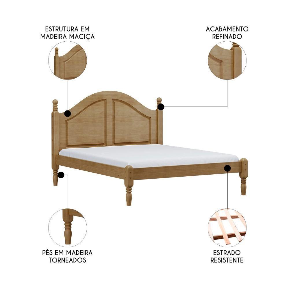 Cama Casal Queen 160cm Com Cabeceira Pé Madeira Eduarda Freijó F07 - Mpozenato - 6