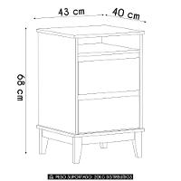 Mesa Cabeceira 43cm Para Quarto 2 Gavetas Solvi Off White/freijó F07 - Mpozenato