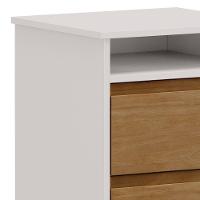 Mesa Cabeceira 43cm Para Quarto 2 Gavetas Solvi Off White/freijó F07 - Mpozenato - 5