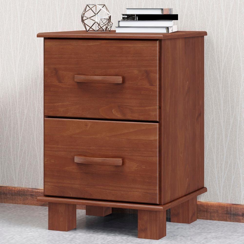 Mesa De Cabeceira Para Quarto 42cm 2 Gavetas Renzo Imbuia F07 - Mpozenato - 1