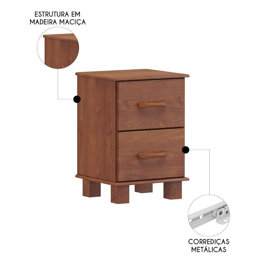 Mesa De Cabeceira Para Quarto 42cm 2 Gavetas Renzo Imbuia F07 - Mpozenato - 3
