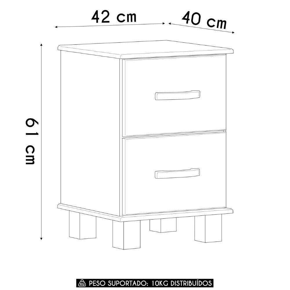 Mesa De Cabeceira Para Quarto 42cm 2 Gavetas Renzo Imbuia F07 - Mpozenato - 4
