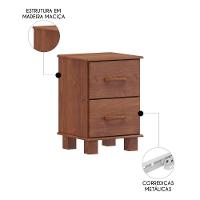 Mesa De Cabeceira Para Quarto 42cm 2 Gavetas Renzo Imbuia F07 - Mpozenato - 3