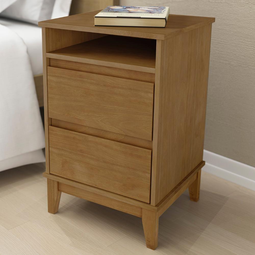 Mesa Cabeceira 43cm Para Quarto 2 Gavetas Solvi Freijó F07 - Mpozenato - 1