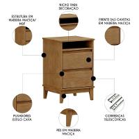 Mesa Cabeceira 43cm Para Quarto 2 Gavetas Solvi Freijó F07 - Mpozenato