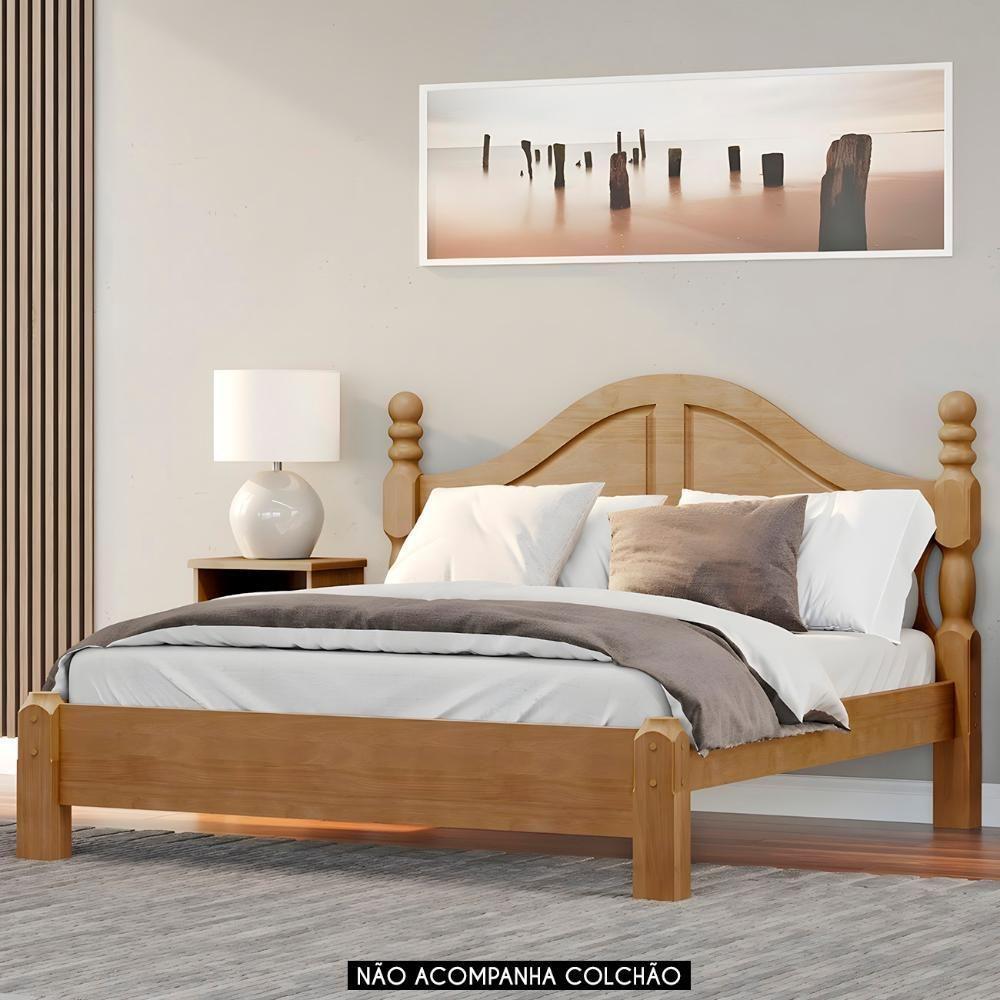 Cama Casal Clássica Queen 160cm Pé Madeira Eduarda Freijó F07 - Mpozenato - 2
