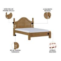 Cama Casal Clássica 140cm Pé Madeira Eduarda Freijó F07 - Mpozenato - 3