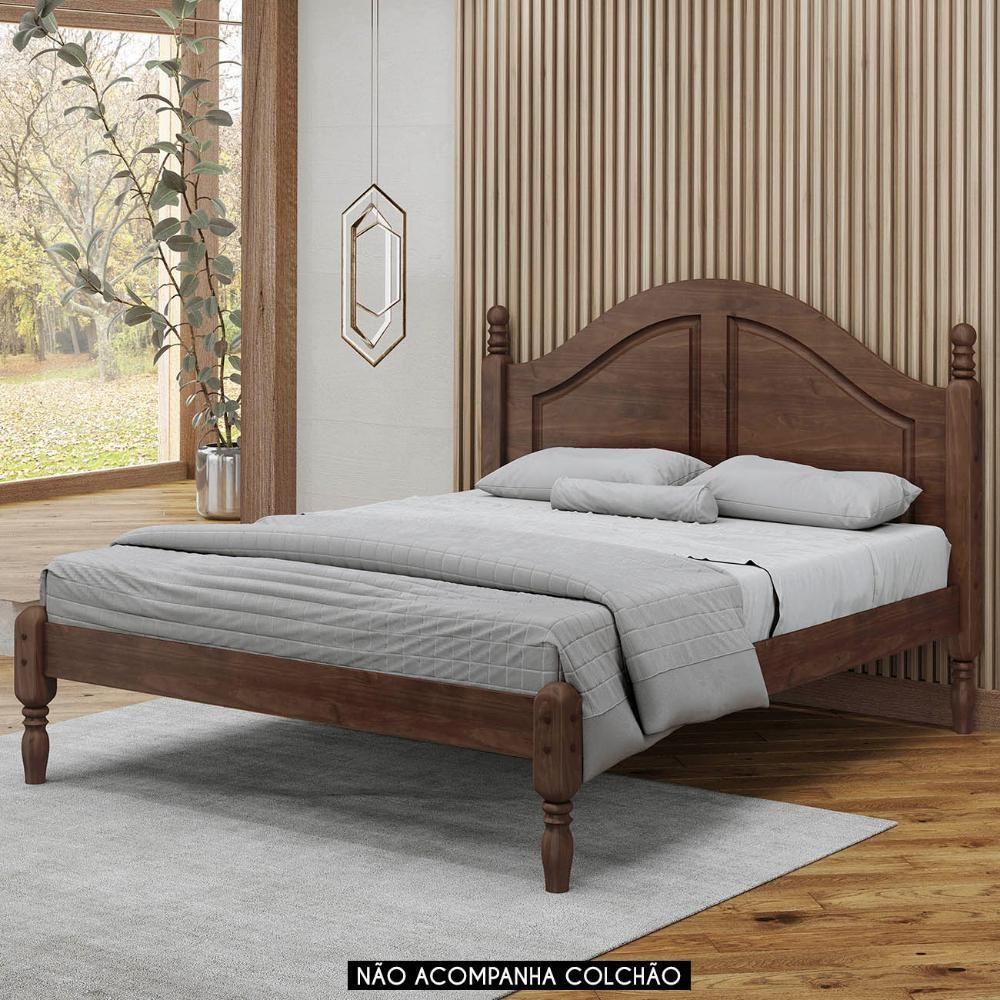 Cama Casal Queen 160cm Com Cabeceira Pé Madeira Eduarda Café F07 - Mpozenato - 3