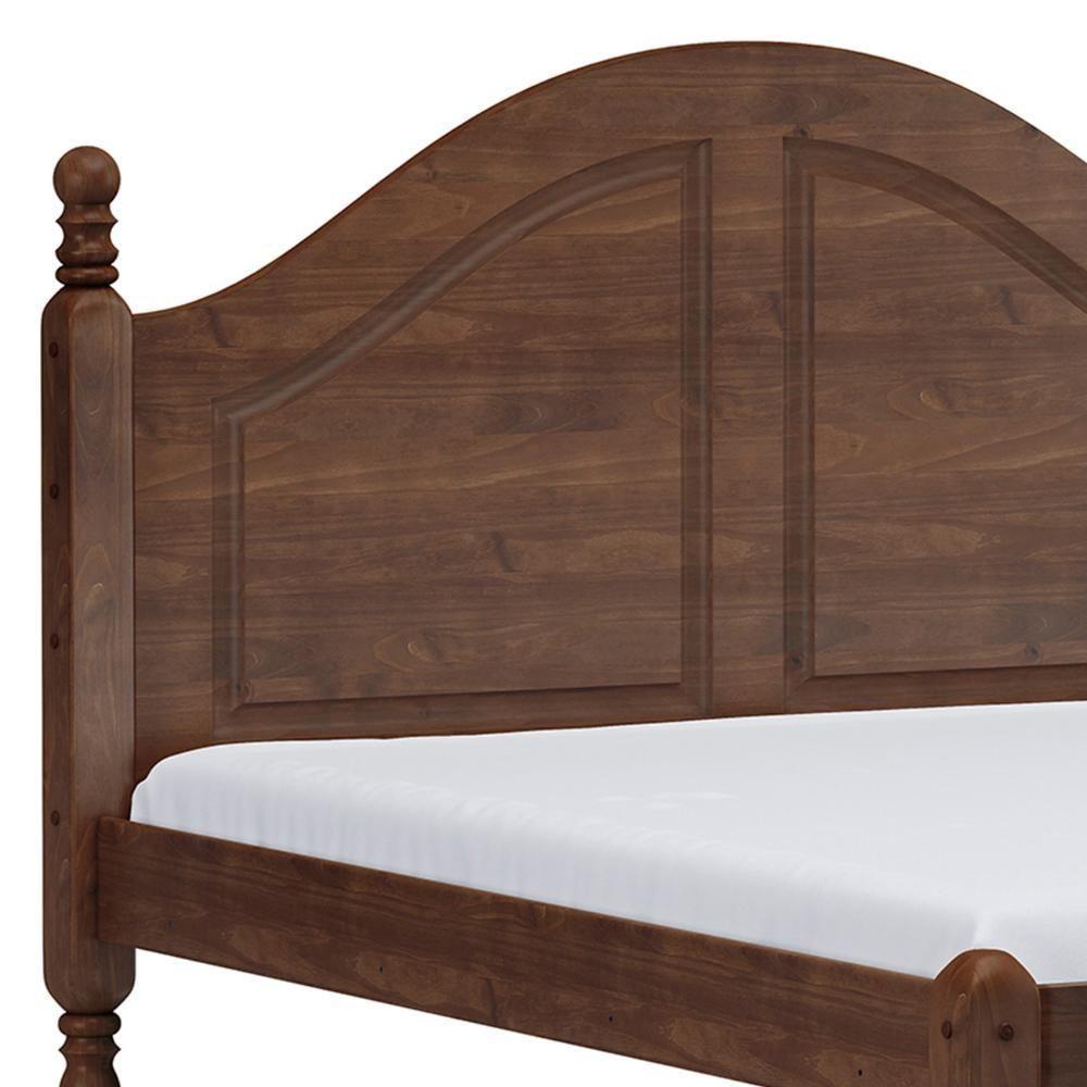 Cama Casal Queen 160cm Com Cabeceira Pé Madeira Eduarda Café F07 - Mpozenato - 6