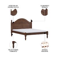 Cama Casal Queen 160cm Com Cabeceira Pé Madeira Eduarda Café F07 - Mpozenato