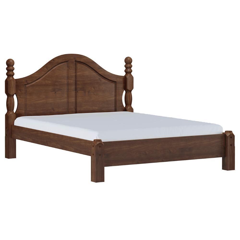 Cama Casal Clássica Queen 160cm Pé Madeira Eduarda Café F07 - Mpozenato - 1