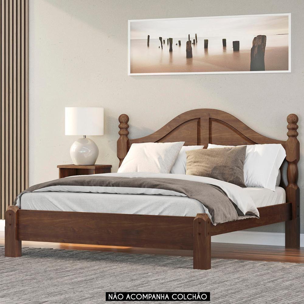 Cama Casal Clássica Queen 160cm Pé Madeira Eduarda Café F07 - Mpozenato - 2