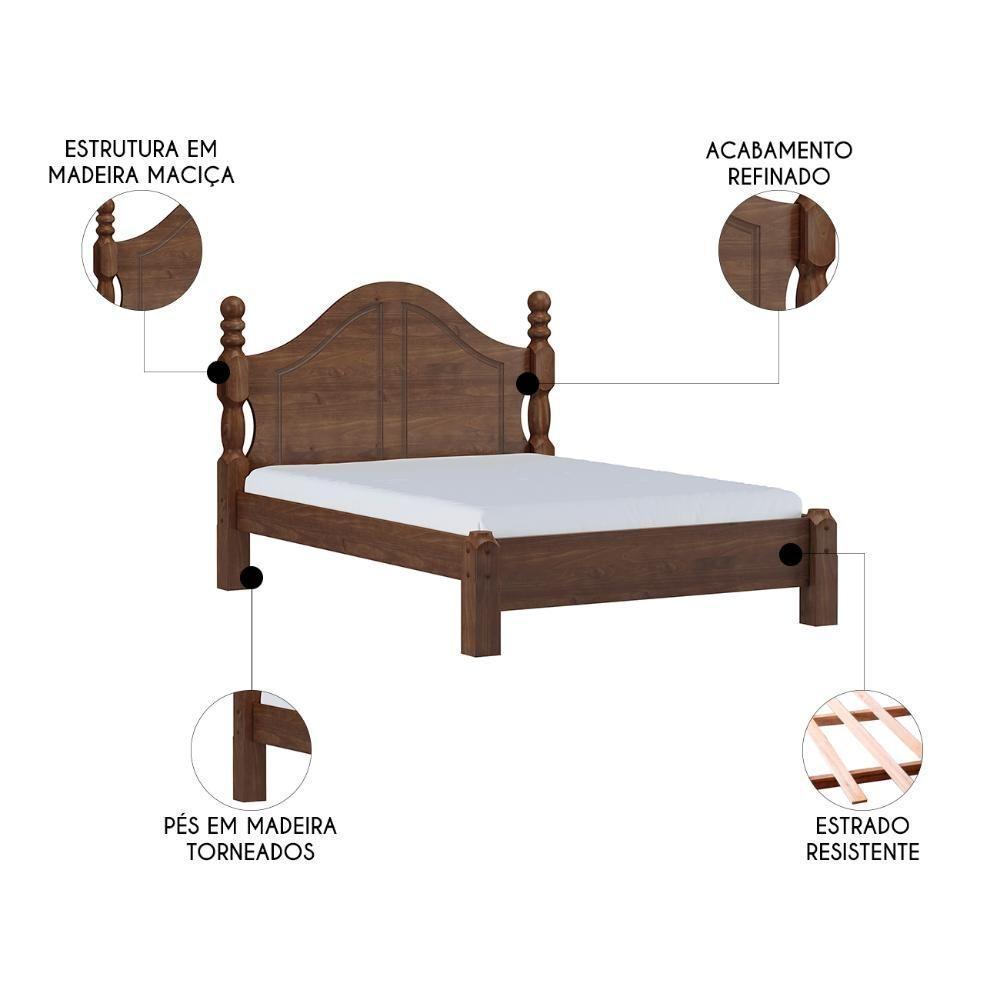 Cama Casal Clássica Queen 160cm Pé Madeira Eduarda Café F07 - Mpozenato - 3