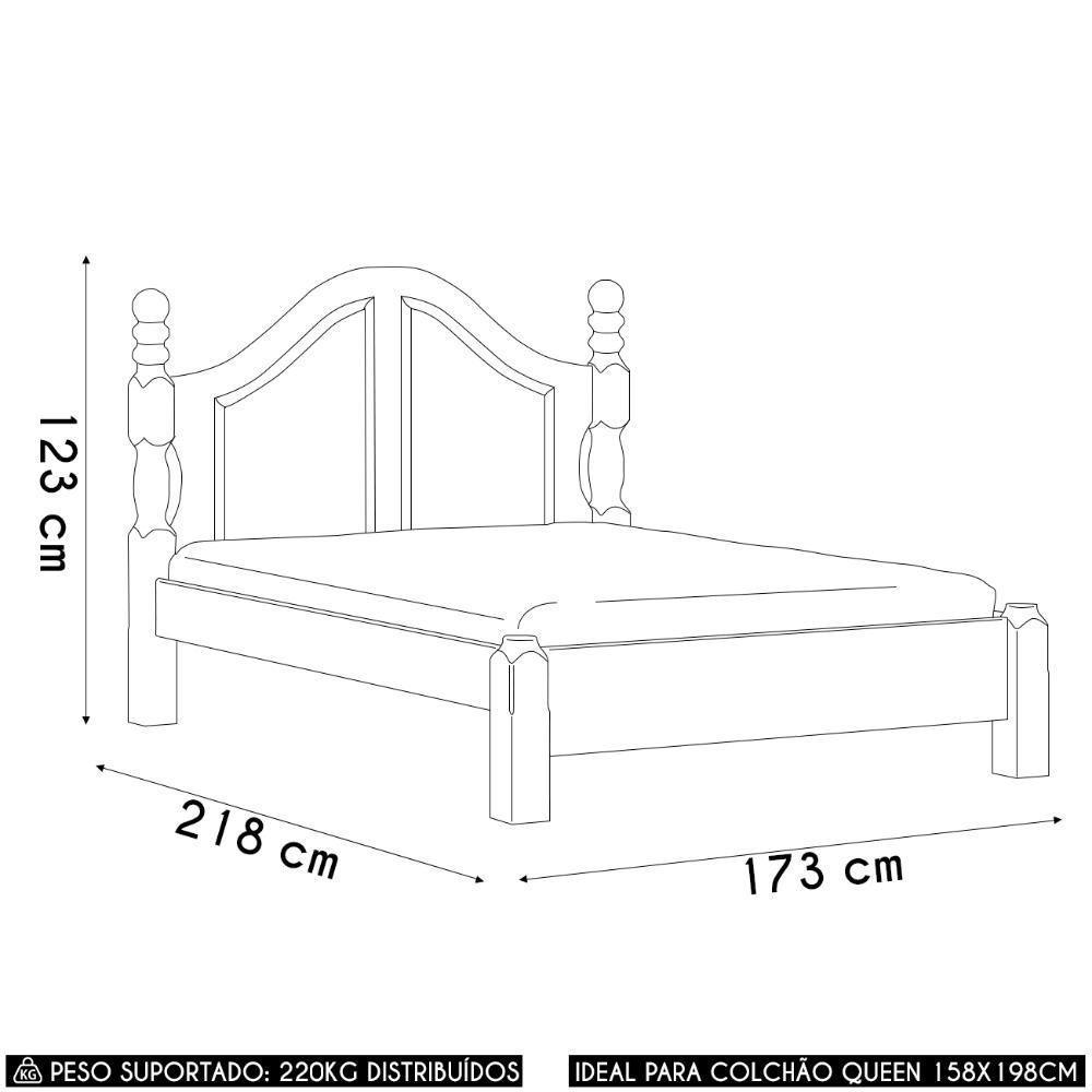 Cama Casal Clássica Queen 160cm Pé Madeira Eduarda Café F07 - Mpozenato - 4