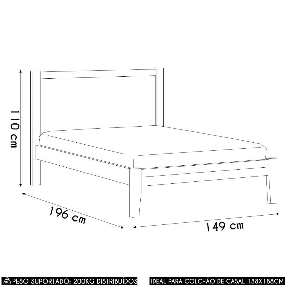 Cama Casal Colchão 140cm Pé Madeira Maciça Solvi Freijó F07 - Mpozenato - 4