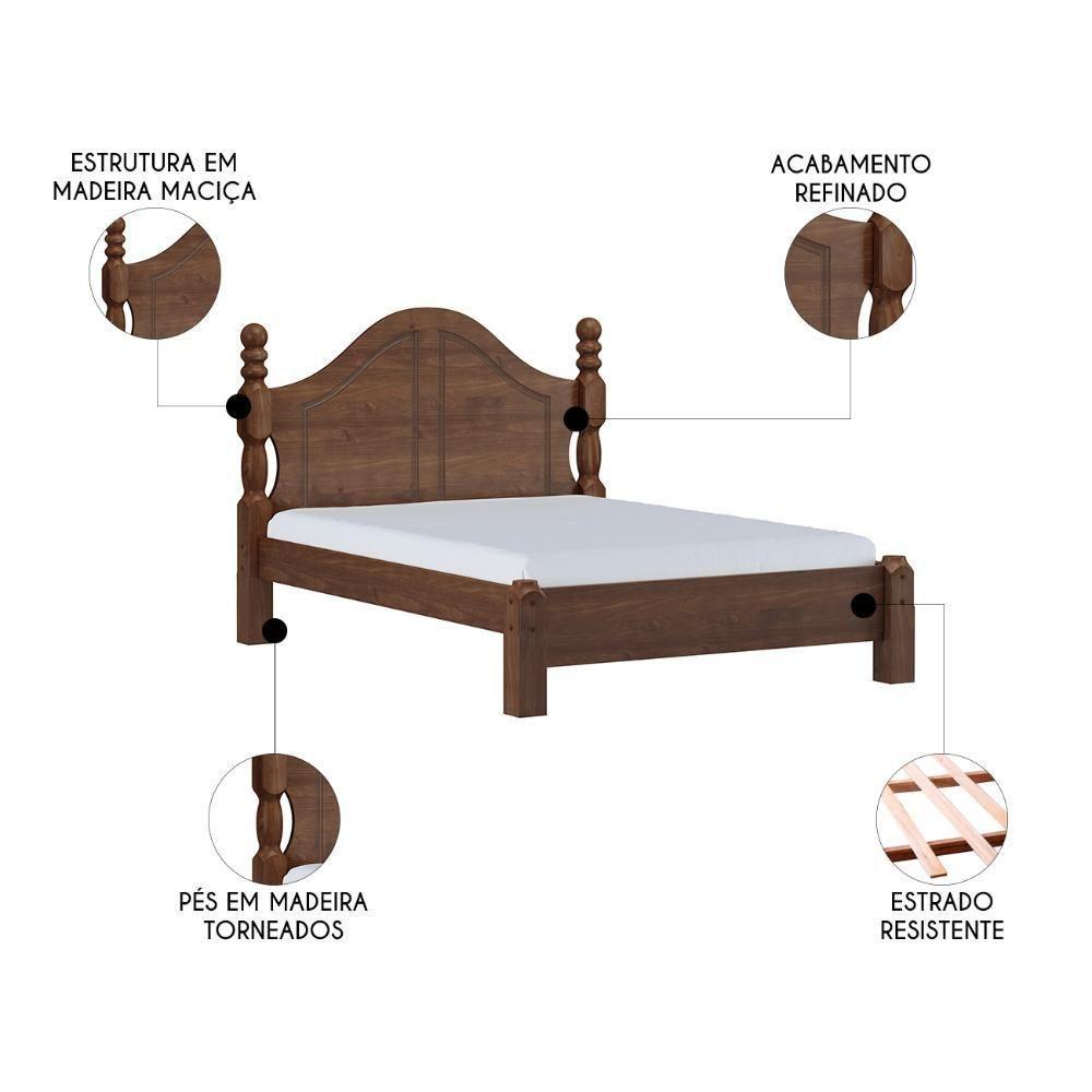 Cama Casal Clássica 140cm Pé Madeira Eduarda Café F07 - Mpozenato - 3