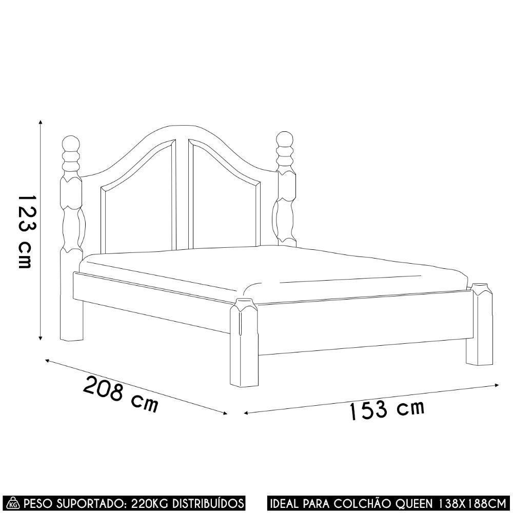 Cama Casal Clássica 140cm Pé Madeira Eduarda Café F07 - Mpozenato - 4