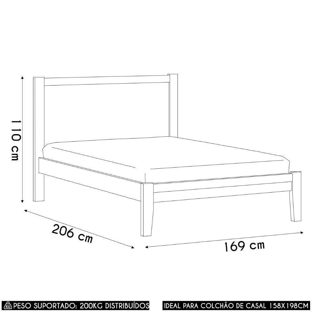 Cama Casal Queen Colchão 160cm Pé Madeira Maciça Solvi Freijó F07 - Mpozenato - 4
