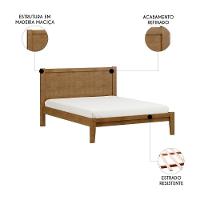 Cama Casal Queen Colchão 160cm Pé Madeira Maciça Solvi Freijó F07 - Mpozenato - 3