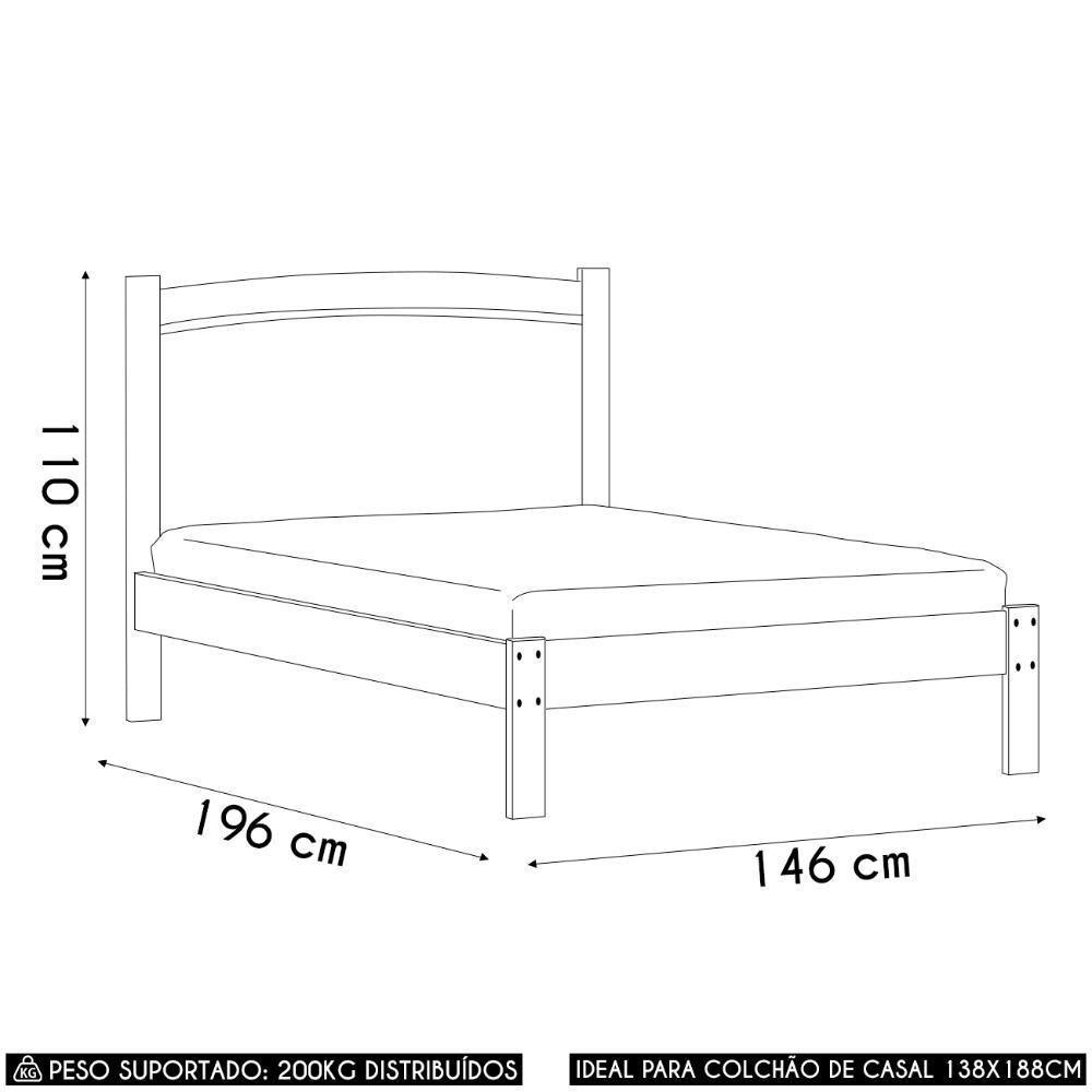 Cama Casal 140cm Pé Madeira Maciça Renzo Freijó F07 - Mpozenato - 3