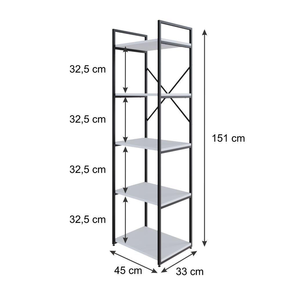 Estante Com 5 Prateleiras 152x45x33cm Yon Branco Tx/est.preta - 5