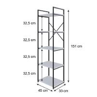 Estante Com 5 Prateleiras 152x45x33cm Yon Branco Tx/est.preta - 5