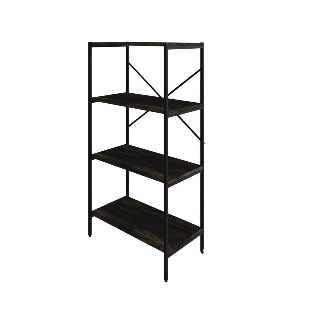 Estante Com 4 Prateleiras 118x60x33cm Tub TUEH1164 Carvalho Dark Est.preta - 1