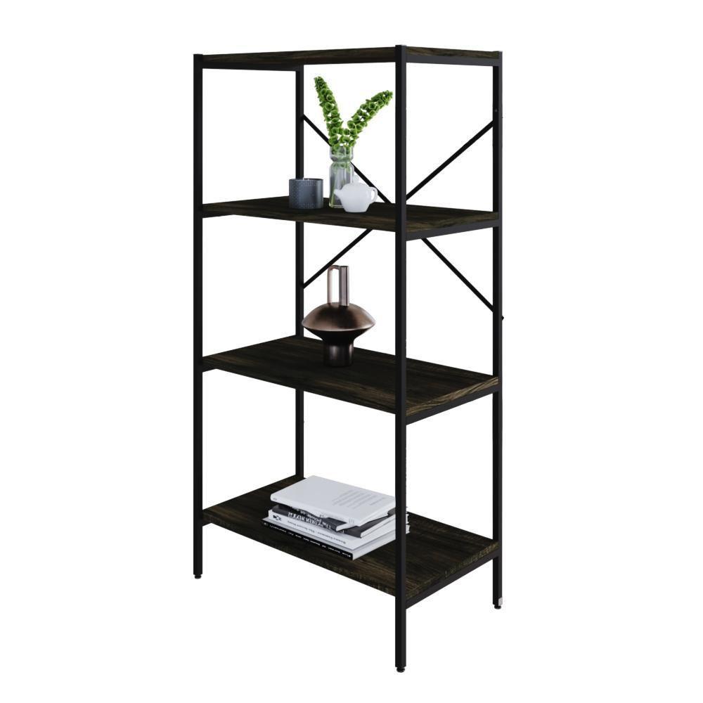 Estante Com 4 Prateleiras 118x60x33cm Tub TUEH1164 Carvalho Dark Est.preta - 5