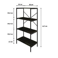 Estante Com 4 Prateleiras 118x60x33cm Tub TUEH1164 Carvalho Dark Est.preta - 7