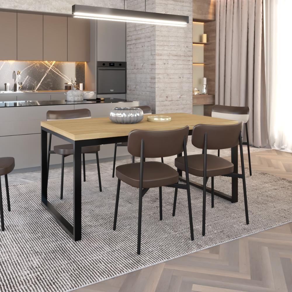 Mesa De Jantar Yon 160 X 90 X 76 Cm Vermont Oak/est.preta Vermont Oak/est.preta - 2