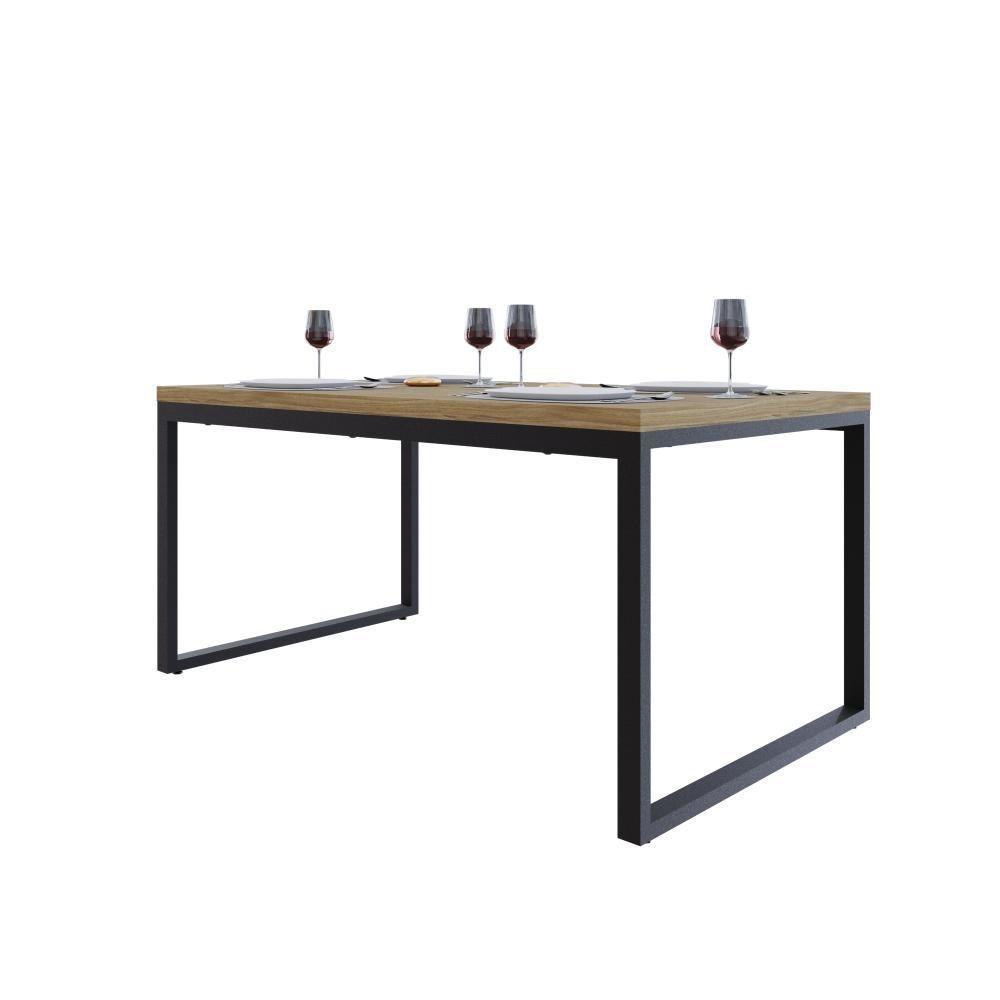 Mesa De Jantar Yon 160 X 90 X 76 Cm Vermont Oak/est.preta Vermont Oak/est.preta - 5