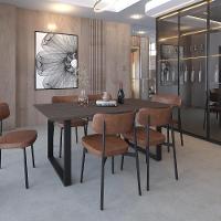 Mesa De Jantar Queens Rg2 180x90x77cm Qemj9180rg2 Terracota - Est.preta Terracota/est.preta - 2