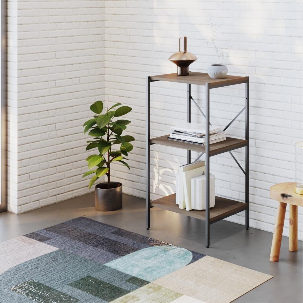 Estante Com 3 Prateleiras 84x45x33cm Tub TUEH843 Nogal Est.preta - 2