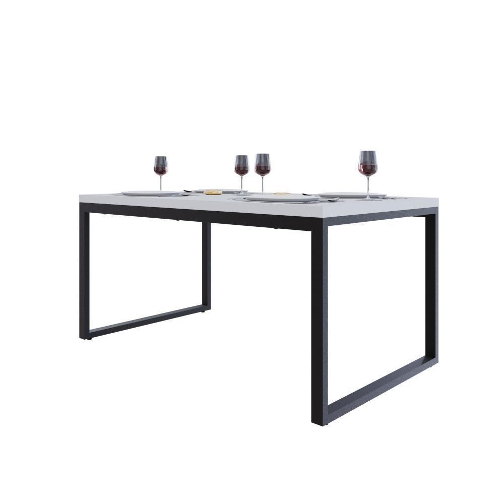 Mesa De Jantar Yon 160 X 90 X 76 Cm Branco Tx/est.preta Branco Tx/est.preta - 5